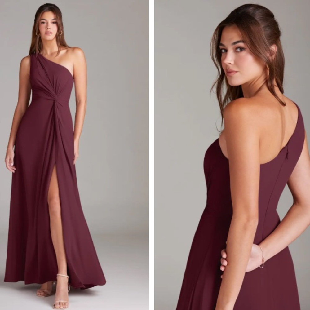 Azazie Brooke One Shoulder Dress in Cabernet